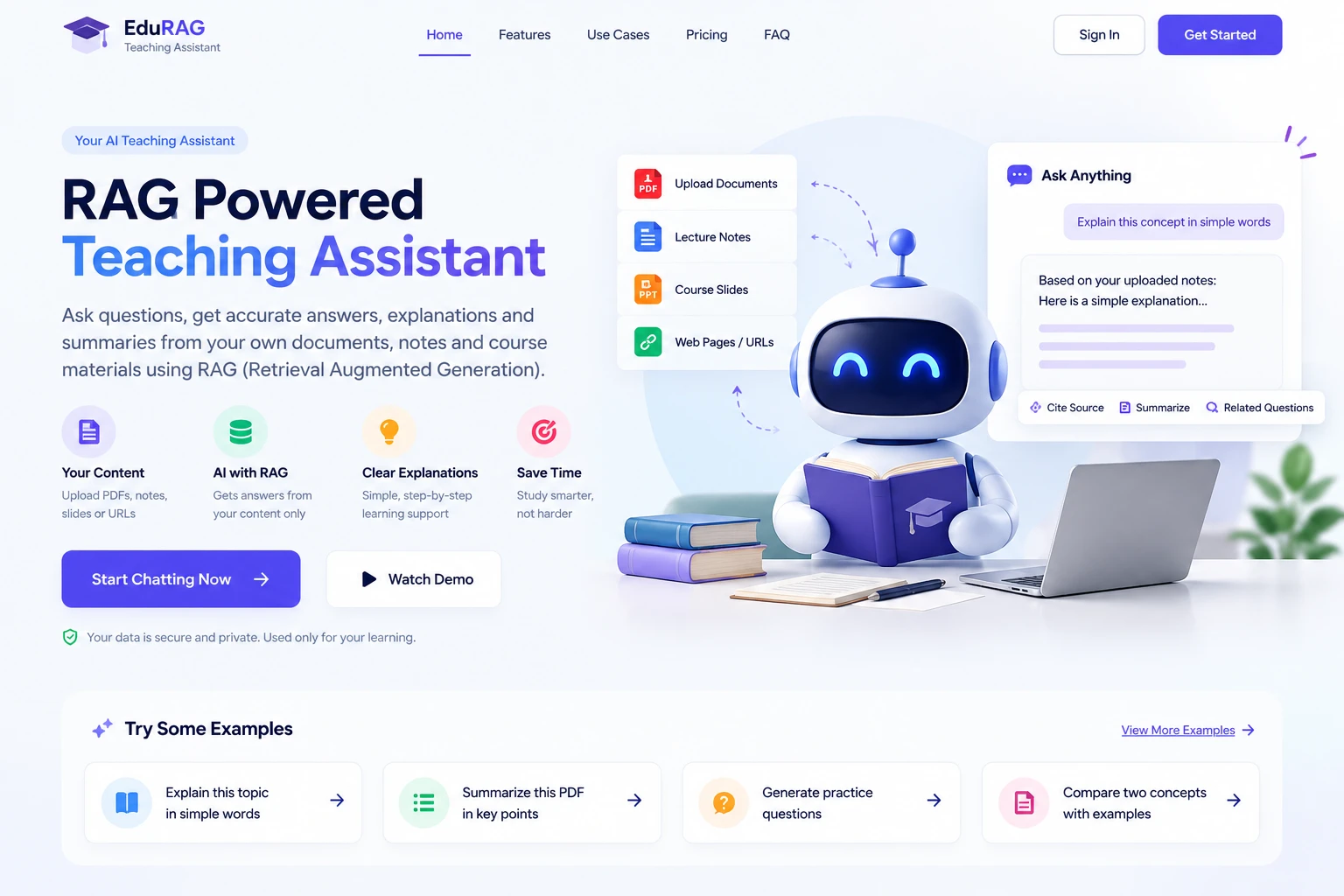 EduRAG Teaching Assistant design preview