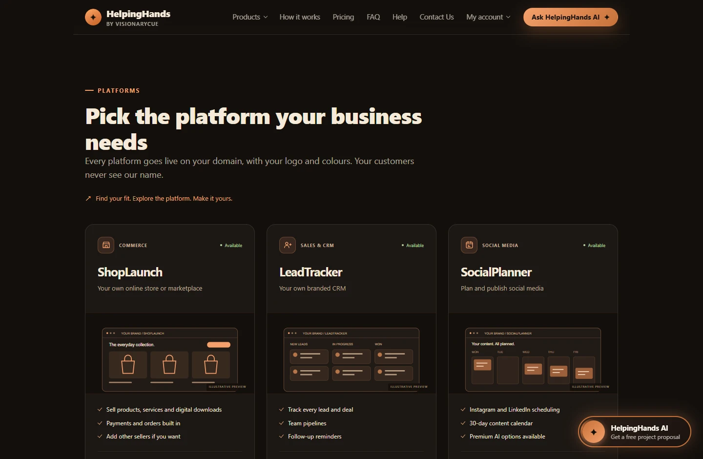 HelpingHands AI website and platform