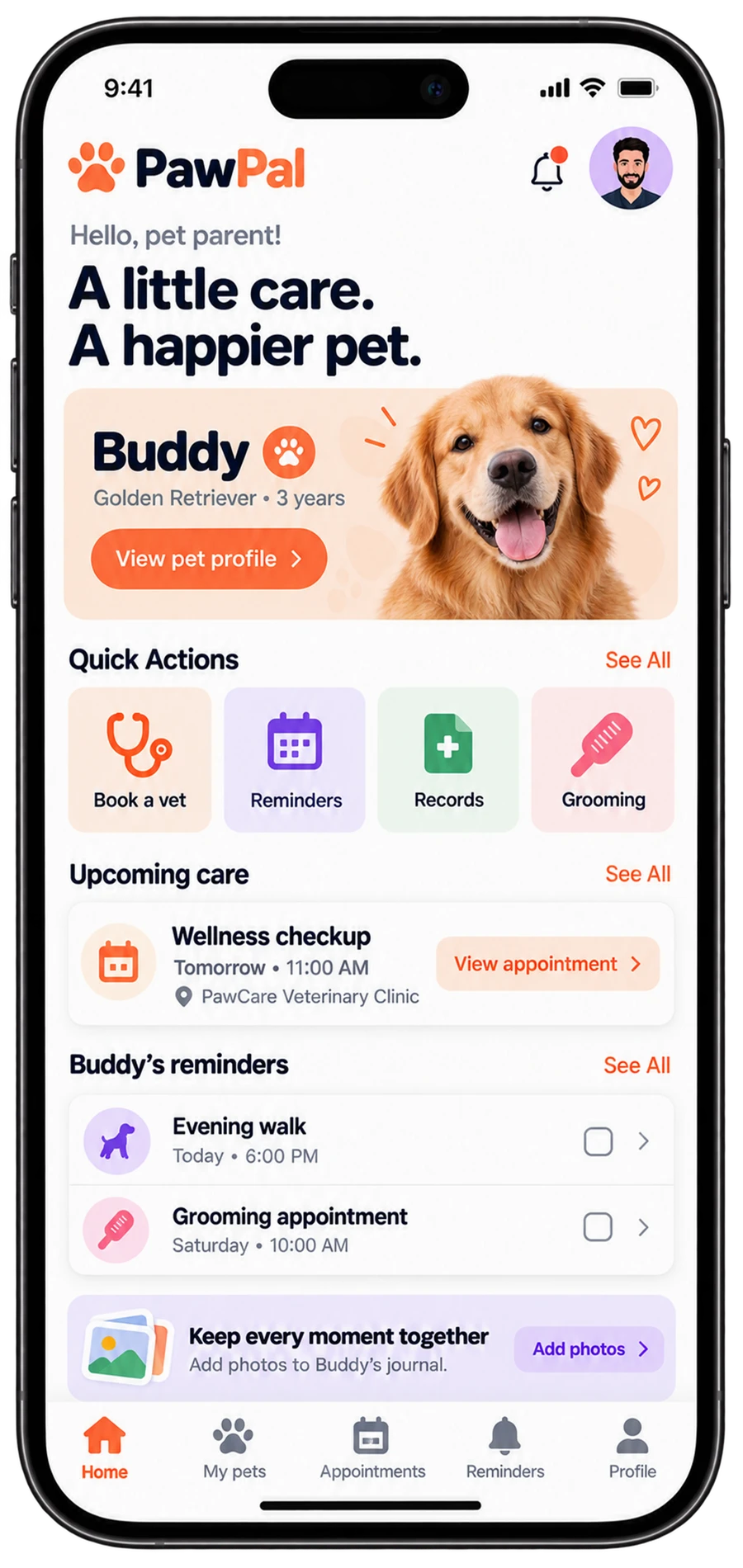 PawPal mobile interface
